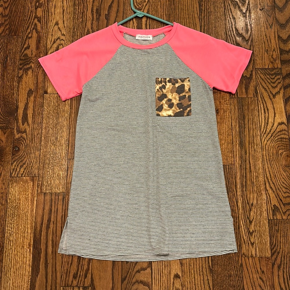 First Love Women’s Top - Small - Stripes & Cheetah/Leopard Print w/ Pocket